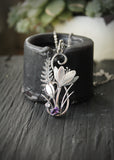 Crocus flower pendant Handmade silver jewelry