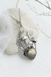 Mushroom necklace with labradorite Silversmithing