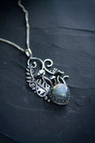 Mushroom necklace with labradorite Silversmithing