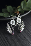 Poppy earrings Silversmithing Floral jewelry Botanical style