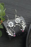 Poppy earrings Silversmithing Floral jewelry Botanical style