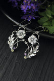 Poppy earrings Silversmithing Floral jewelry Botanical style