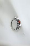 Mushroom ring with amber Sterling silver elven ring