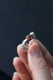 Mushroom ring with amber Sterling silver elven ring