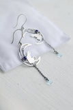 Moon cat earrings Artisan silver jewelry