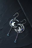 Moon cat earrings Artisan silver jewelry