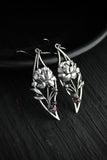 Peony earrings Silver flower jewelry Silversmithing