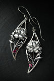 Peony earrings Silver flower jewelry Silversmithing