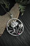 Peony pendant Sterling silver botanical jewelry Plant necklace