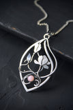 Magnolia flower pendant Handmade silver jewelry