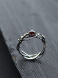 Fern ring with garnet Silver proposal ring