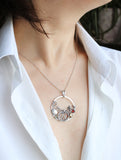 Pumpkins silver pendant Hand fabricated jewelry