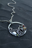 Pumpkins silver pendant Hand fabricated jewelry