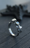 Mushroom ring with gemstone Sterling silver elven ring