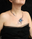 Forest necklace with labradorite Sterling silver wedding necklace Woodland theme