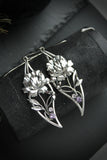 Peony earrings Silver flower jewelry Silversmithing