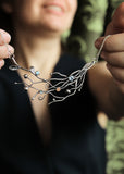 Winter berries necklace Handmade silver jewelry