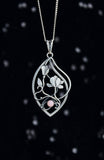 Magnolia flower pendant Handmade silver jewelry