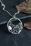 Pumpkins silver pendant Hand fabricated jewelry