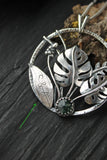 Monstera with initials Silver plant pendant Botanical jewelry