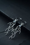 Silver twig earrings with gems