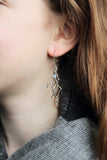 Silver twig earrings with gems
