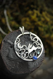 Moon rabbit pendant Artisan silver jewelry