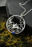 Moon rabbit pendant Artisan silver jewelry