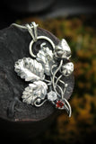 Strawberry silver pendant Plant jewelry Botanical necklace Silversmithing