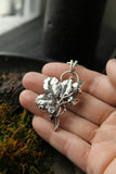 Strawberry silver pendant Plant jewelry Botanical necklace Silversmithing