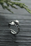 Strawberry silver ring Botanical floral ring Plant jewelry Silversmithing