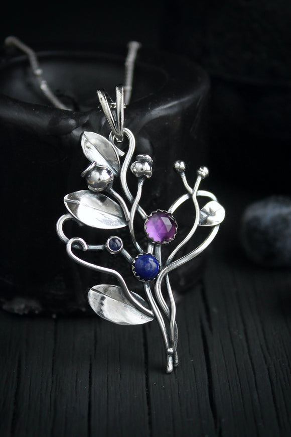 Blueberry pendant Artisan jewelry Silversmithing