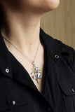 Violet flower pendant Hand fabricated jewelry