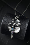 Violet flower pendant Hand fabricated jewelry