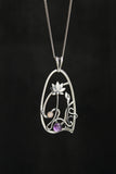Amethyst lotus pendant Floral jewelry