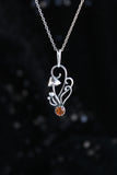Mushroom necklace for women Woodland nature pendant Amber jewelry