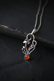 Mushroom necklace for women Woodland nature pendant Amber jewelry