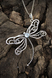 Silver Dragonfly pendant Hand fabricated jewelry