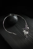 Open necklace Raspberry sterling silver plant jewelry