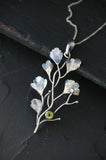 Maidenhair fern pendant Plant silver jewelry Forest necklace