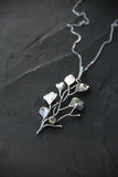 Maidenhair fern pendant Plant silver jewelry Forest necklace