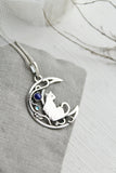 Moon cat pendant Silversmithing necklace