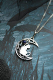 Moon cat pendant Silversmithing necklace