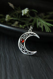 Silver moon pendant Artisan jewelry Celestian necklace