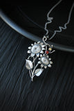Sunflower pendant Hand fabricated jewelry Silversmithing