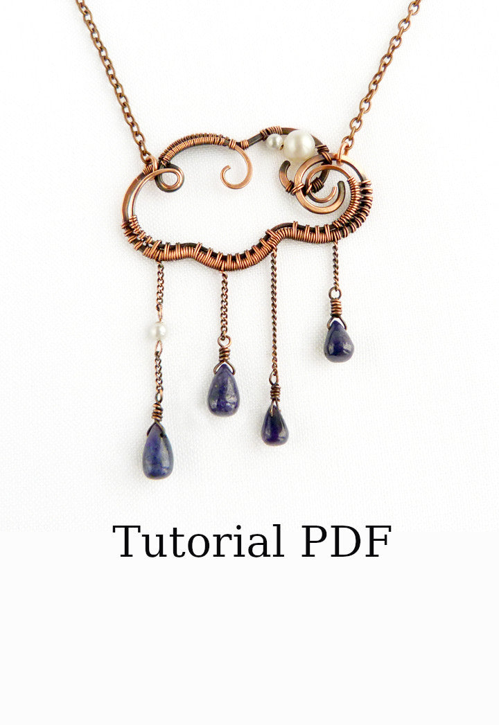 Wire wrapped jewelry tutorial Cloud pendant Copper wire tutorial Wire