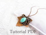 Tutorial jewelry DIY project - Leaf pendant - Bezel for cabochon - Tutorial wire wrap - Copper soldering