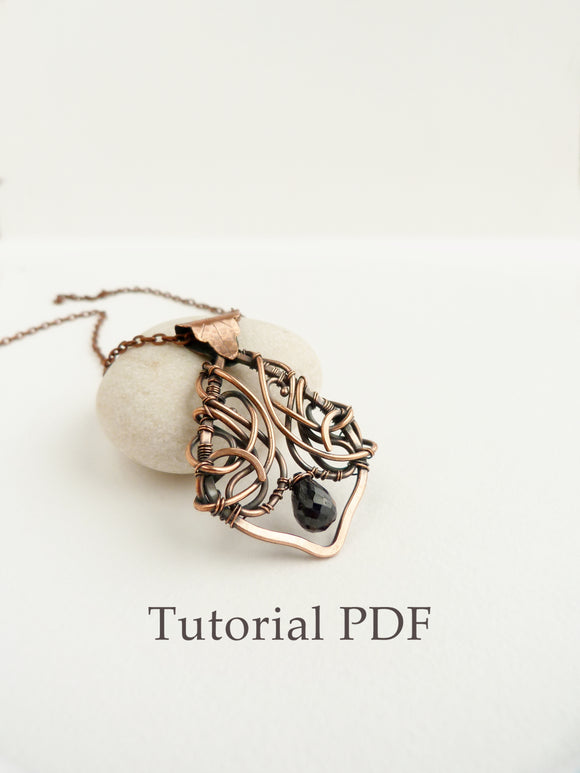 Tutorial jewelry DIY project - Leaf bail symmetrical necklace - Copper soldering - Wire wrapped necklace tutorial