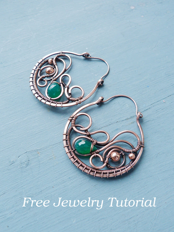 Free tutorial - Large copper earrings without soldering - DIY project