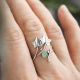 Ivy silver ring adjustable, Elven leaf ring, Botanical silversmithing